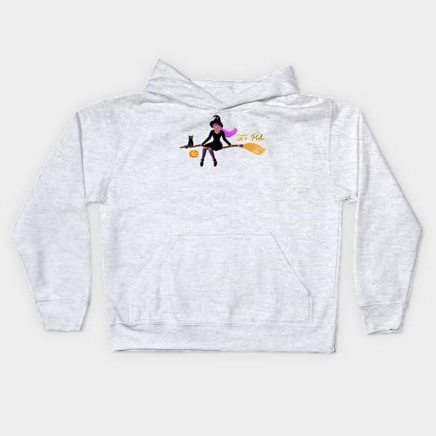 Witch On a Broom Kids Hoodie by Raghni.C 